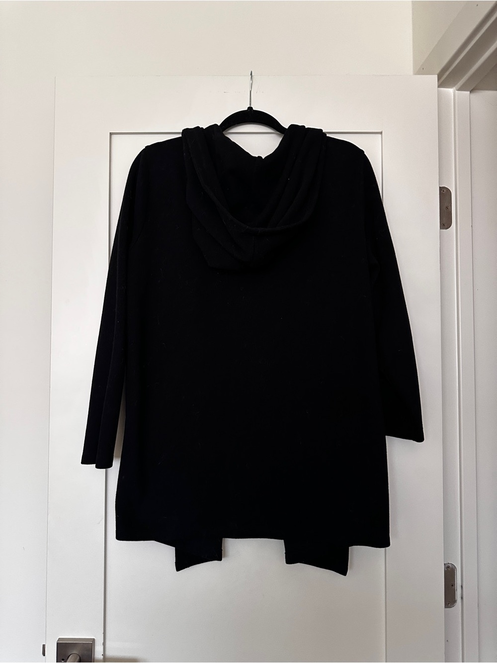 Black Hooded Open Cardigan